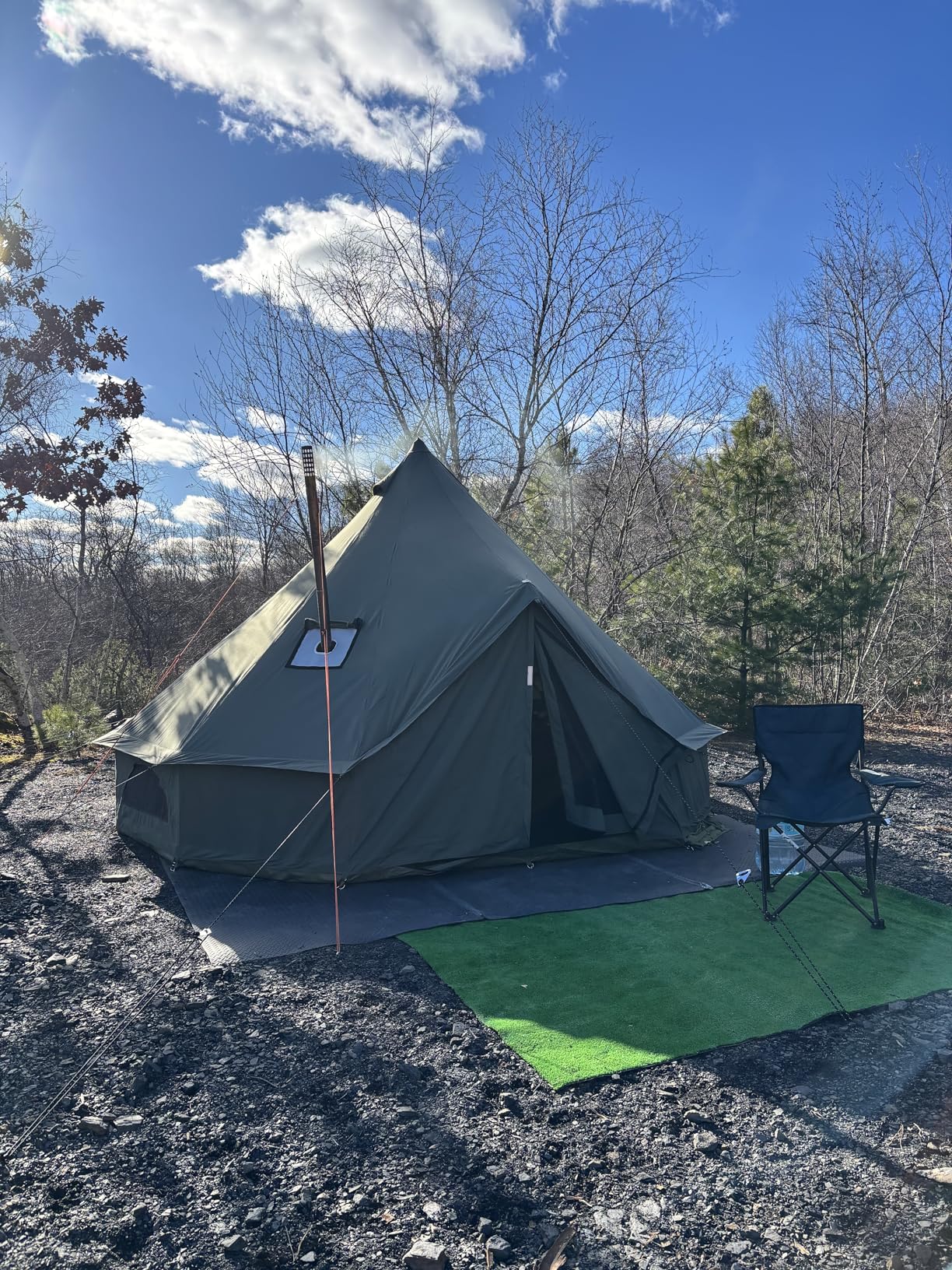 VANFOND Canvas Bell Tent, Yurt with Stove Jack, Waterproof and Breathable Glamping Wall Tent, Detachable Groundsheet for Camping Party - Customer Photo 1