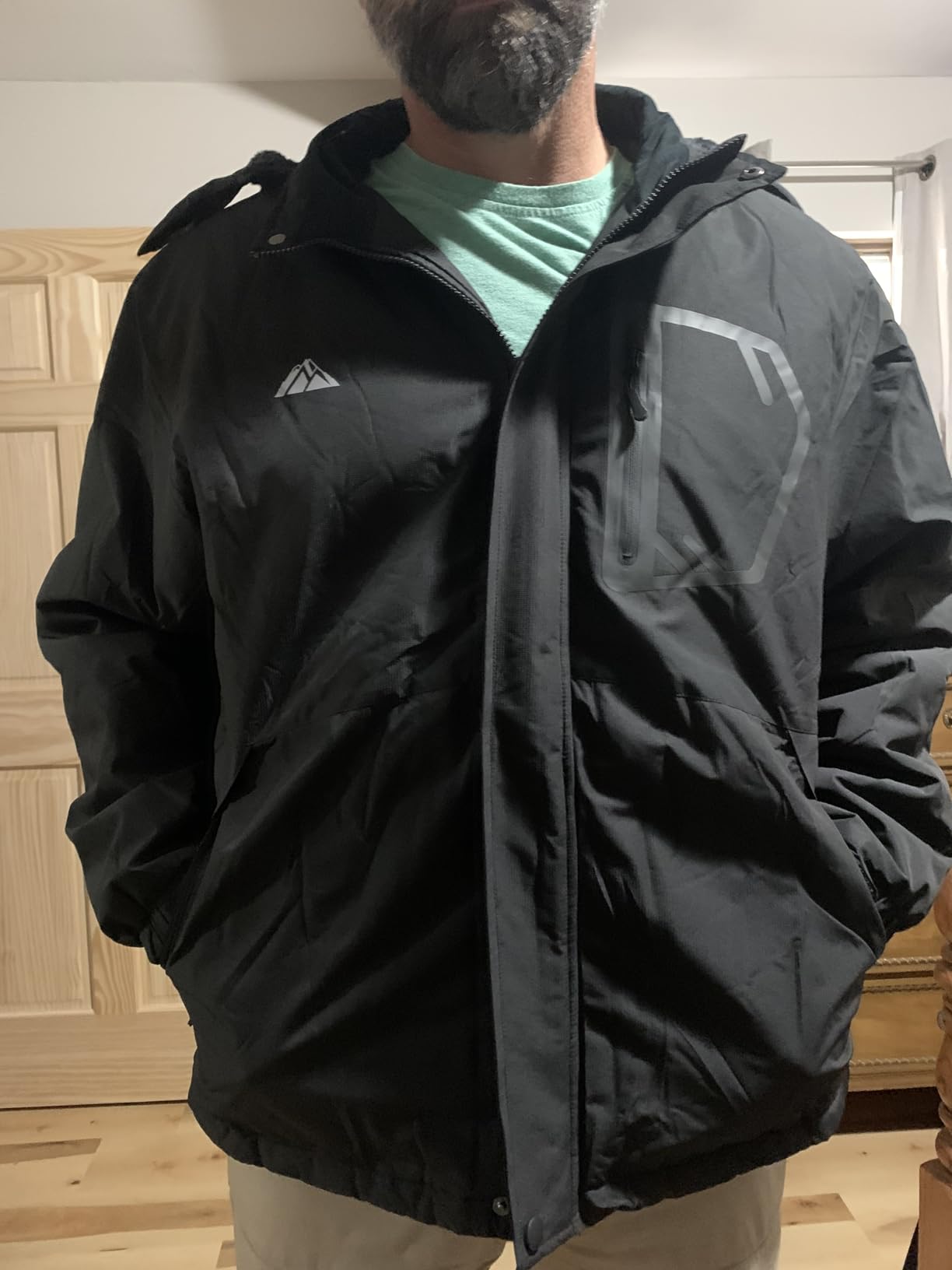 MAOYSSEN Men's Waterproof Ski Jacket — Padded Warm Lined Winter Jacket, Detachable-Hood Parker Windproof Jacket - Customer Photo 1