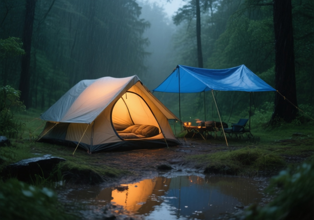 Camping In The Rain Tips: Stay Dry and Comfortable - sixstoreys