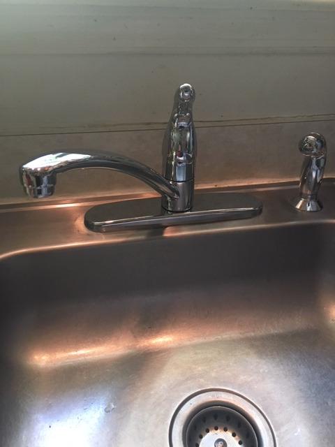 Moen Chateau Chrome One-Handle Low-Arc Kitchen Sink Faucet with Side Sprayer, 4 Hole Kitchen Faucet, Separate Flexible Pull Out Spray Head, for Commercial, Laundry, Utility, 7430 Customer Review Moen Chateau Chrome One-Handle Low-Arc Kitchen Sink Faucet with Side Sprayer, 4 Hole Kitchen Faucet, Separate Flexible Pull Out Spray Head, for Commercial, Laundry, Utility, 7430 - Customer Photo 2