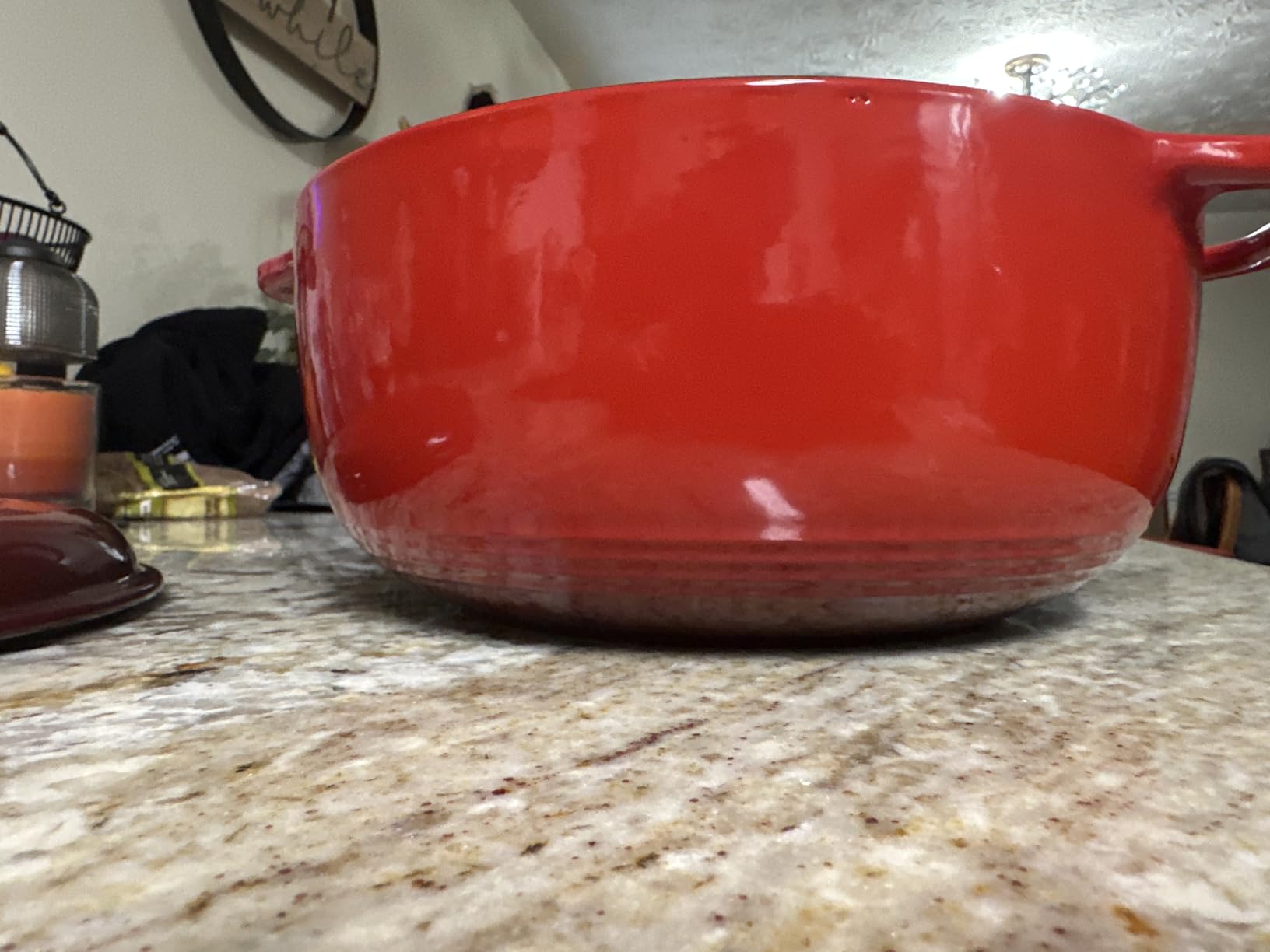Lodge 6 Quart Enameled Cast Iron Dutch Oven with Lid – Dual Handles – Oven Safe up to 500° F or on Stovetop - Use to Marinate, Cook, Bake, Refrigerate and Serve – Island Spice Red - Customer Photo 2