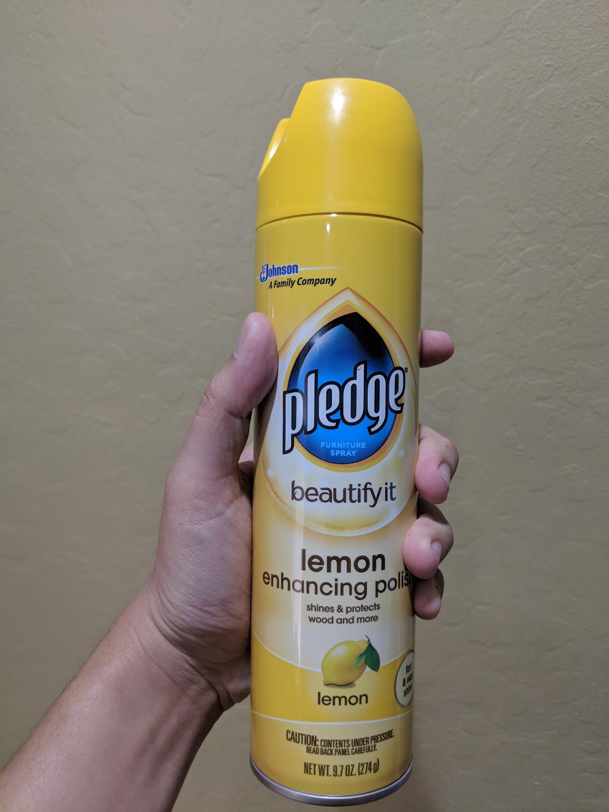 Pledge Enhancing Polish, Furniture & Wood Spray, Lemon Scent, 9.7oz Customer Review Pledge Enhancing Polish, Furniture & Wood Spray, Lemon Scent, 9.7oz - Customer Photo 5