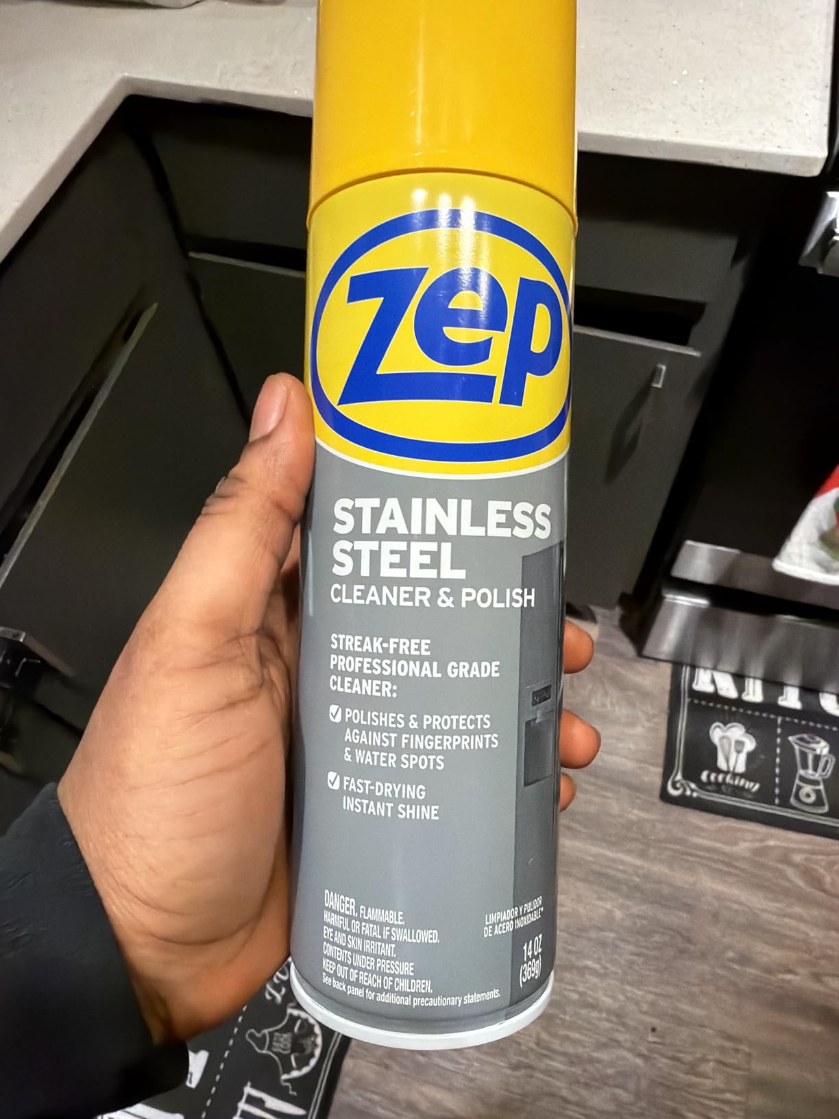 Zep Stainless Steel Cleaner and Polish 14 ounces - ZUSSTL14 - Protects Metal Surfaces from Fingerprints, Soil and Waterspots - Customer Photo 1