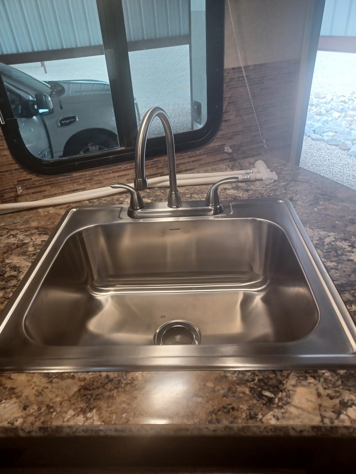 Houzer Stainless Steel 2522-8BS3-1 Glowtone Series Kitchen Sink - 25 Houzer Stainless Steel 2522-8BS3-1 Glowtone Series Kitchen Sink - 25