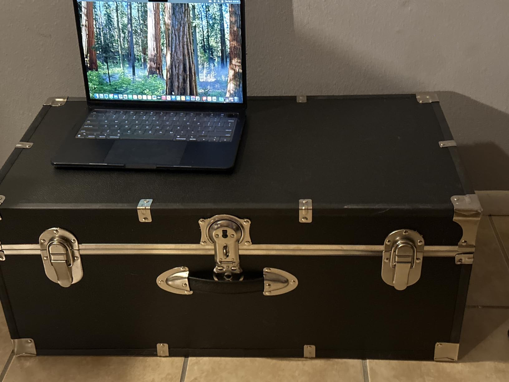 C&N Footlockers - XL Graduate Storage Trunk - Made in the USA - STEEL Footlocker for College Dorm Room & Summer Camp - 32 x 18 x 18.5 Inches (Black) - Customer Photo 1