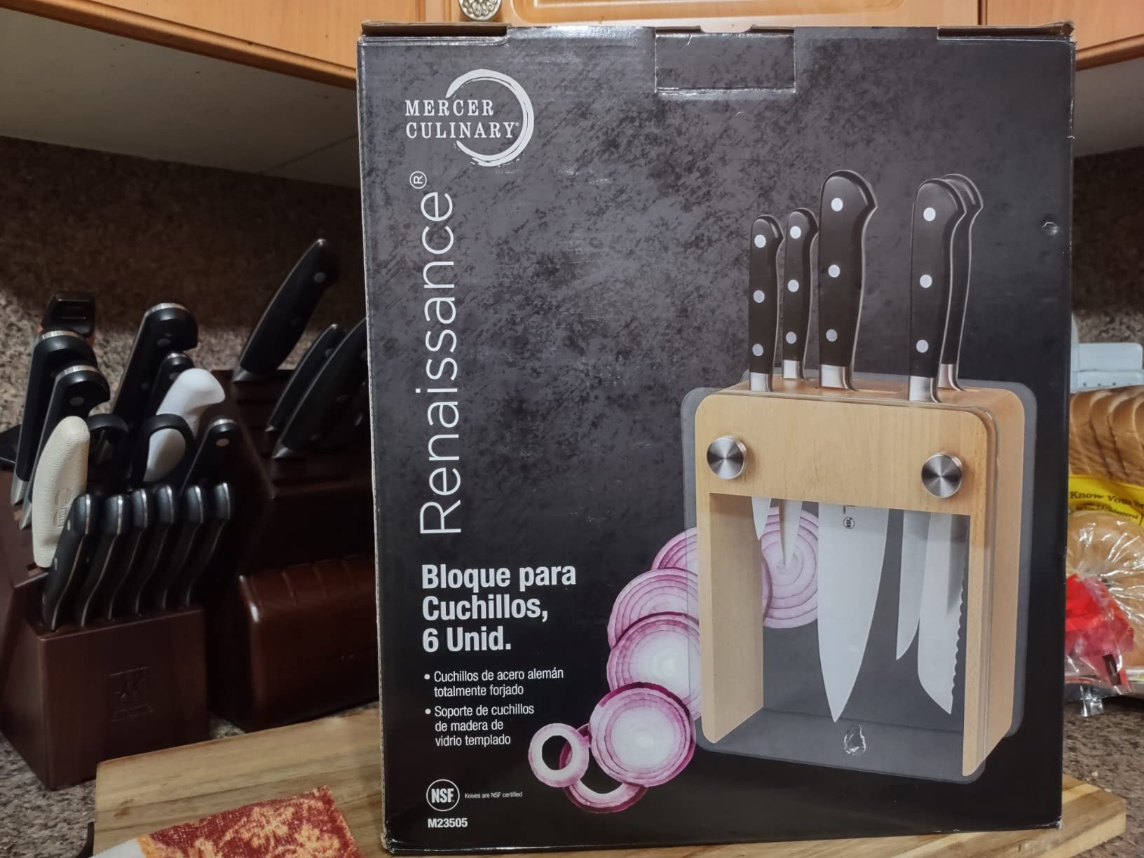 Mercer Culinary Renaissance 6-Piece Forged Knife Block Set, Tempered Glass Block - Customer Photo 2