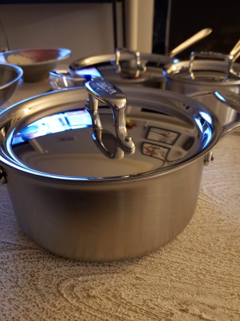All-Clad D5 Brushed 5 Ply Stainless Steel Cookware Set 10 Piece w/ Frying Pans, Pots and Pans Set, Induction, Oven Broiler Safe 600F, Silver Customer Review Best Induction Ready Cookware