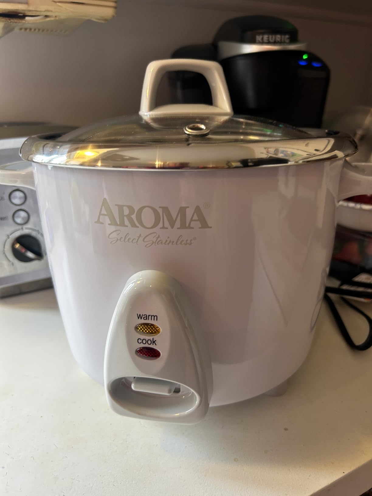 AROMA® Select Stainless® Rice Cooker, 3-Cup (Uncooked) / 6-Cup (Cooked), Stainless Steel Inner Pot, Small Rice Cooker, Auto Keep Warm, 1.2 Qt, White, ARC-753SG - Customer Photo 2