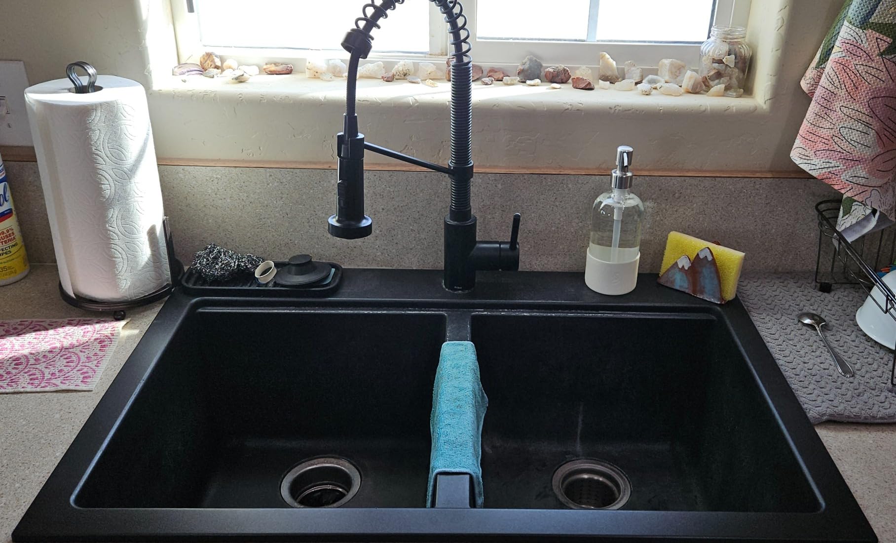 KRAUS Quarza 24-inch Kitchen Sink Drop-In/Undermount Single Bowl Granite Kitchen Sink Black Onyx, KGD-410B - Customer Photo 5