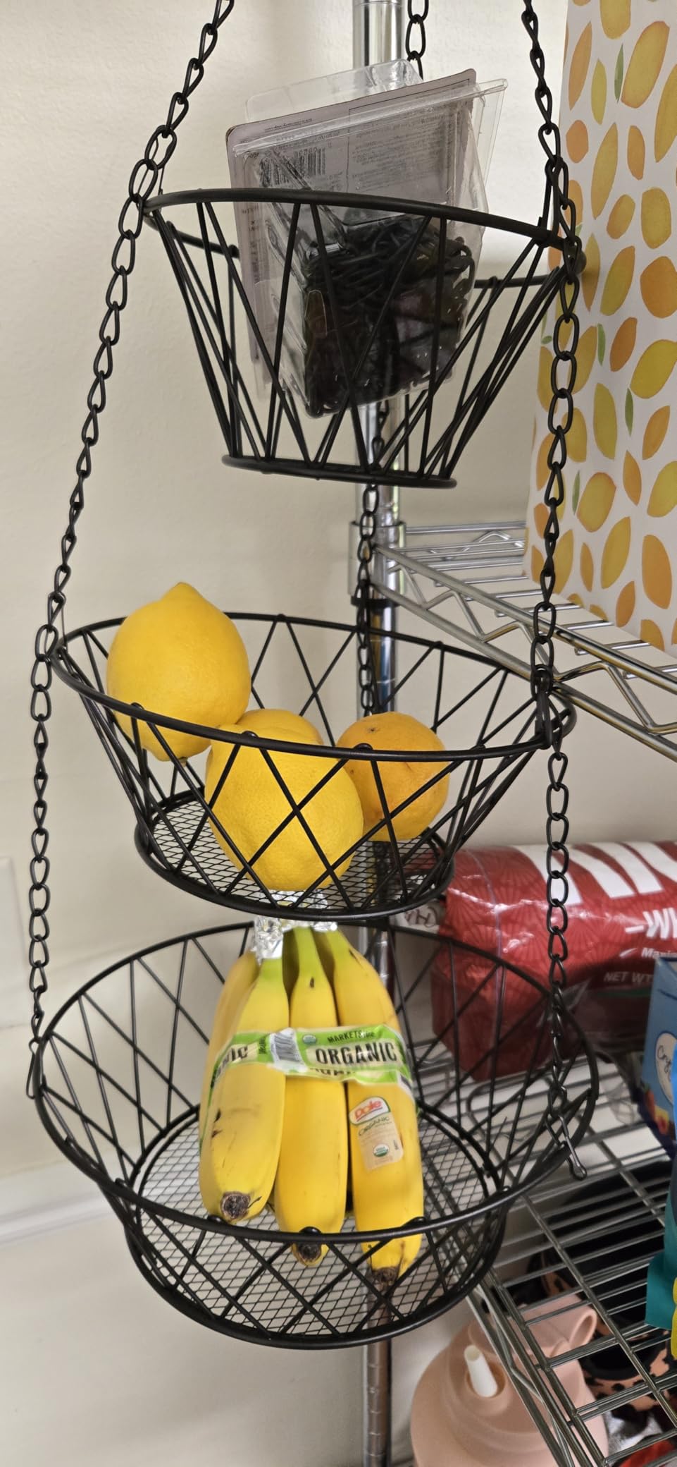 Heavy Duty - 3 Tier Hanging Kitchen Black Fruit Basket Customer Review Heavy Duty - 3 Tier Hanging Kitchen Black Fruit Basket - Customer Photo 2