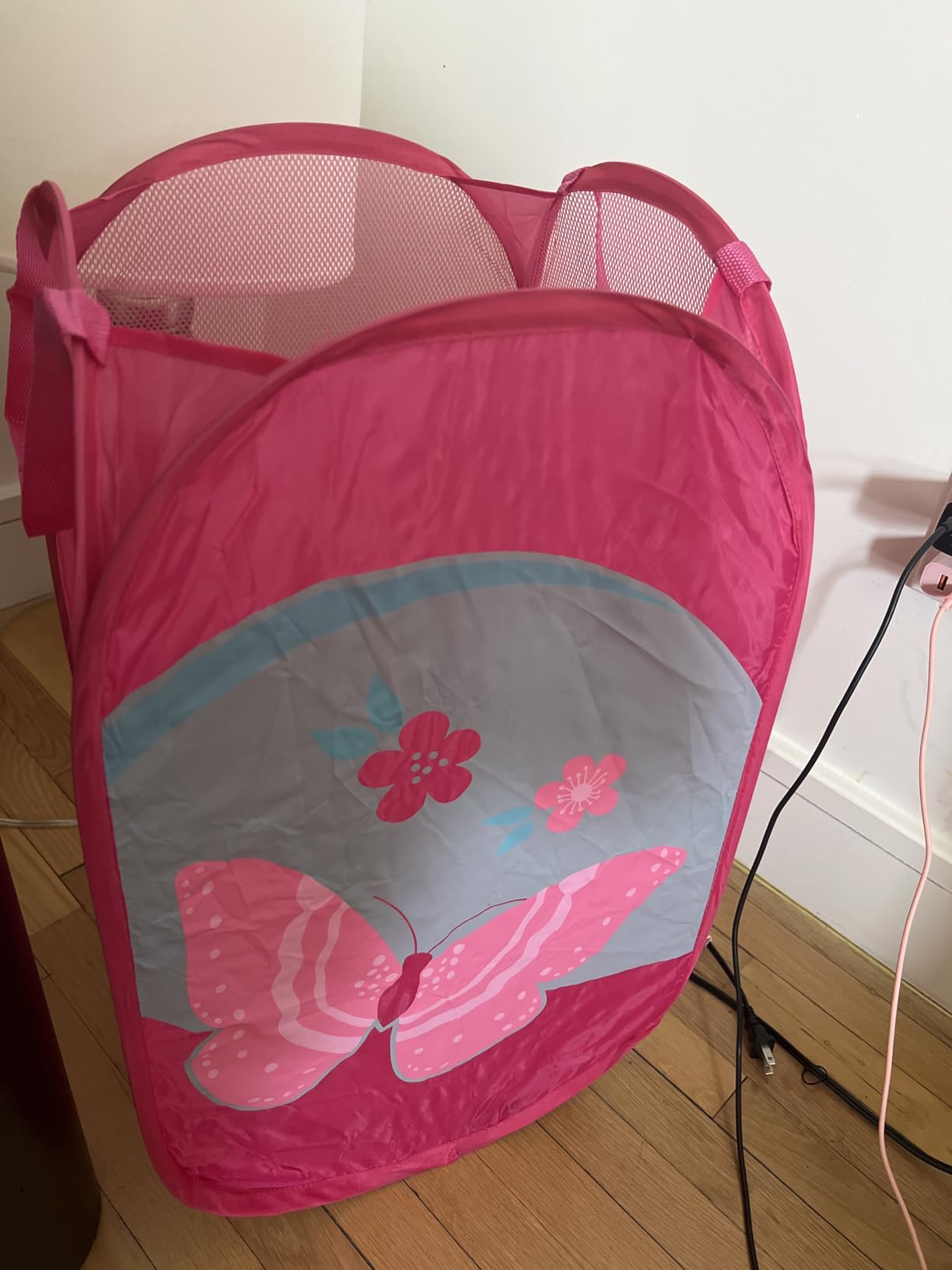 Handy Laundry Collapsible Mesh Pop Up Hamper with Wide Opening and Side Pocket - Breathable, Sturdy, Foldable, and Space-Saving Design for Clothes and Storage (Black) - Customer Photo 2