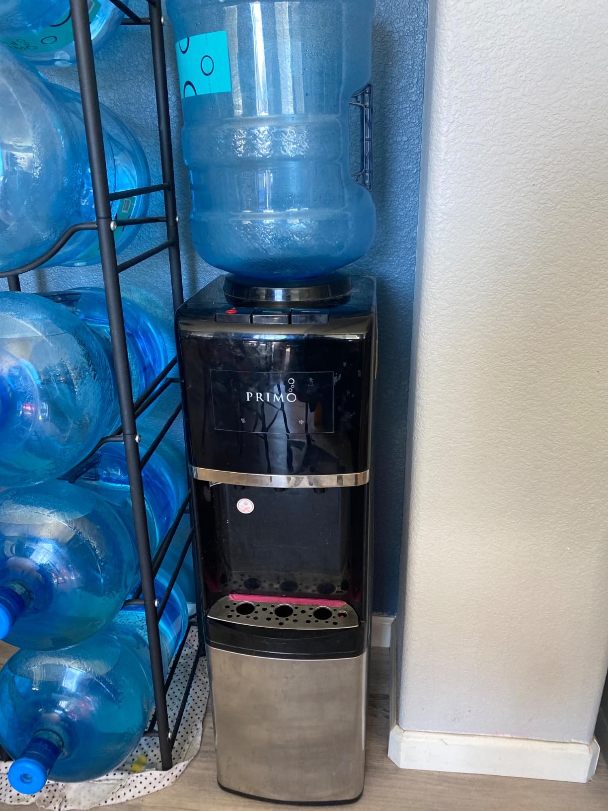 Primo Top-Loading Water Dispenser - 3 Temp (Hot-Cool-Cold) Water Cooler Water Dispenser for 5 Gallon Bottle w/Child-Resistant Safety Feature, Black and Stainless Steel, 3 Spout - Customer Photo 1