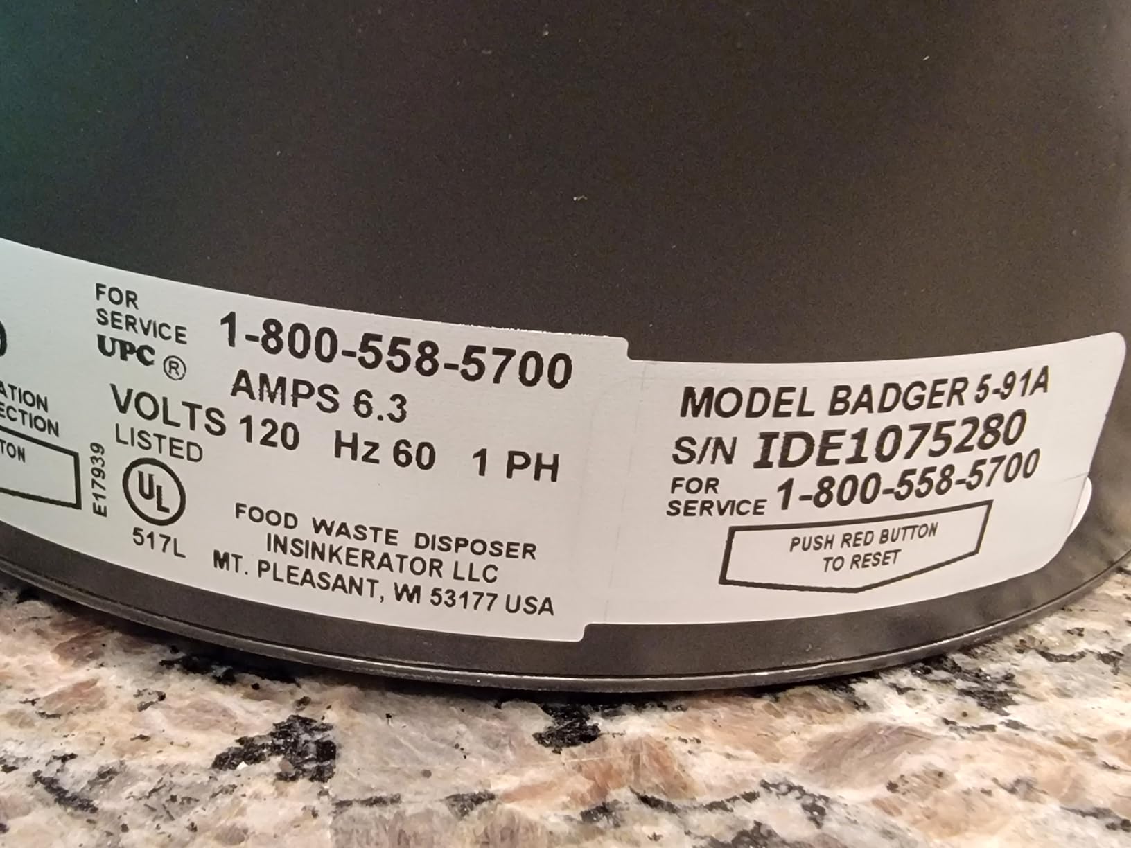 InSinkErator Badger 5 Garbage Disposal with Power Cord, Standard Series 1/2 HP Continuous Feed Food Waste Disposer Customer Review InSinkErator Badger 5 Garbage Disposal with Power Cord, Standard Series 1/2 HP Continuous Feed Food Waste Disposer - Customer Photo 3