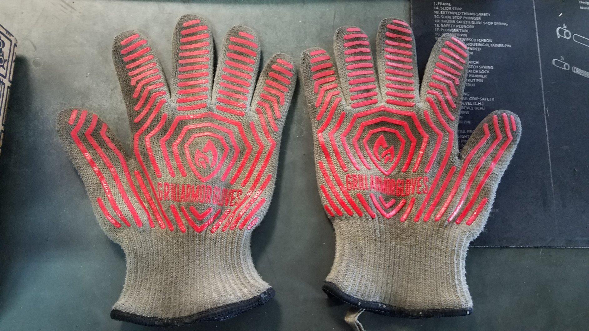 Oven Gloves with Fingers - 932°F Extreme Heat Proof and Cut Resistant Mitts for Kitchen, BBQ, Grill, Baking, Fire Pit - EN407 Certified with Non-Slip Silicone Grip and Cotton Lined for Comfort - Customer Photo 2