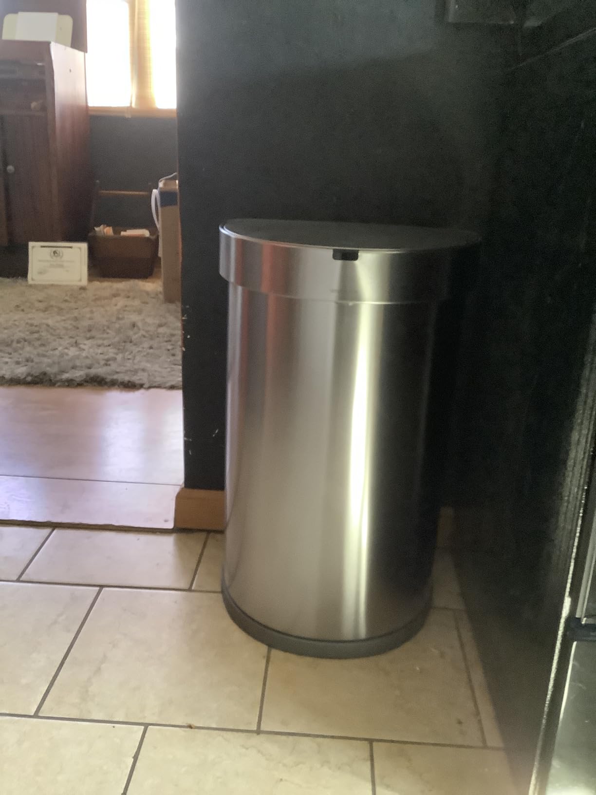 simplehuman 45 Liter / 12 Gallon Semi-Round Automatic Sensor Trash Can, Brushed Stainless Steel - Customer Photo 1