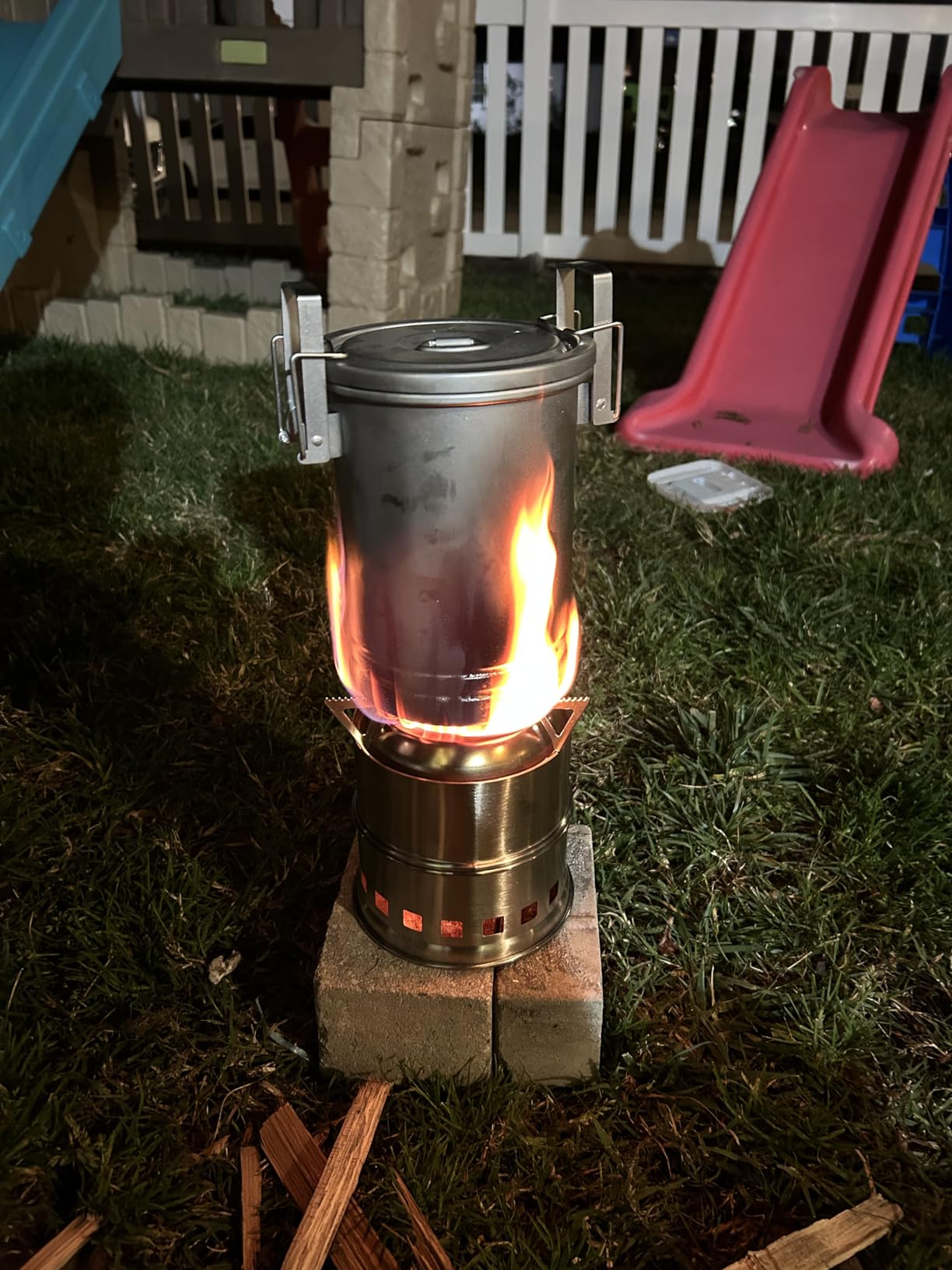 Camping Stove, Ohuhu Camp Stove Wood Burning Stove Stainless Steel Stoves Mini Portable Stove for Camping Picnic BBQ Backpacking Hiking Survival Emergency Cooking Outdoor with Grill Grid Carry Bag - Customer Photo 1