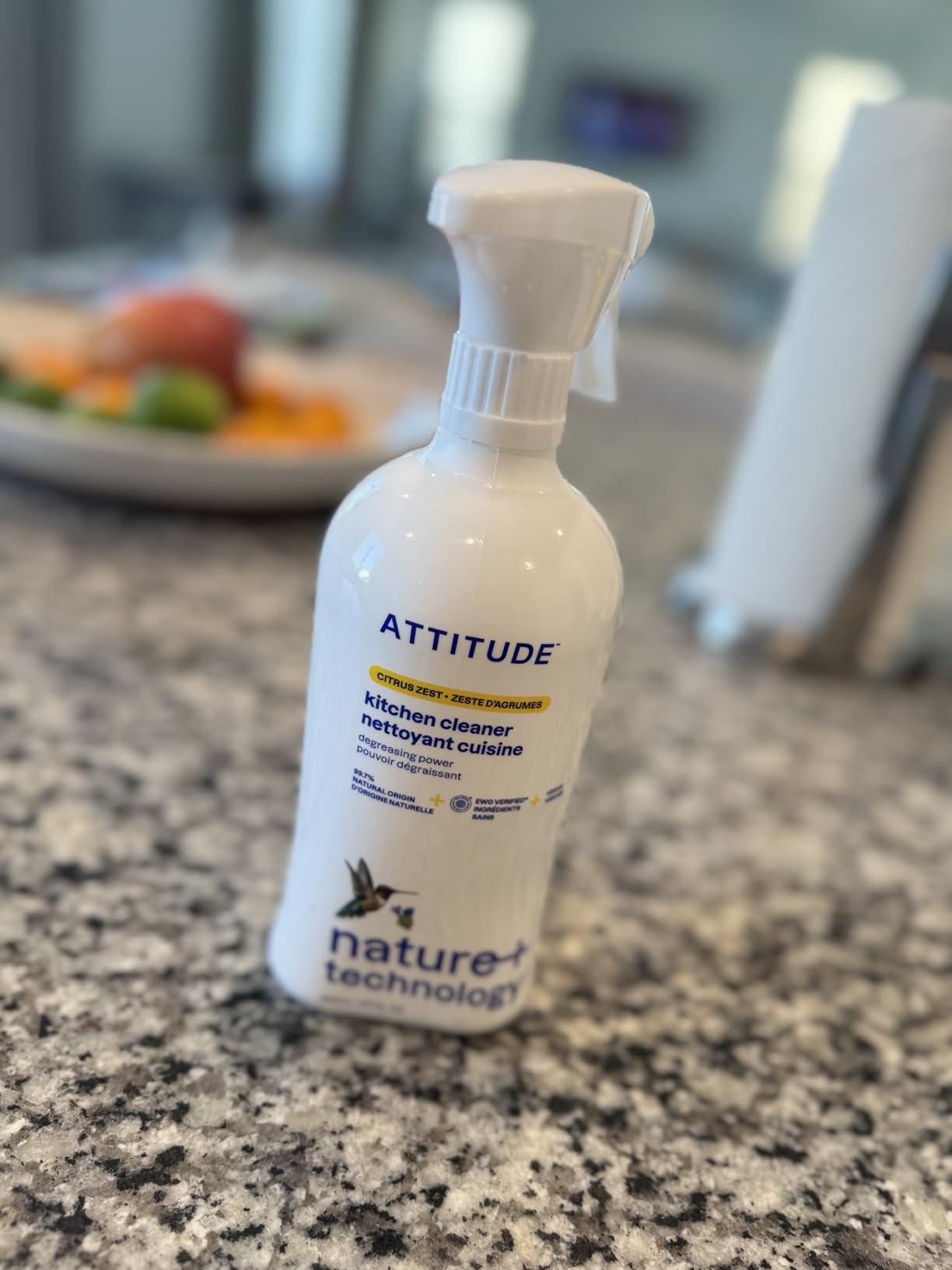 ATTITUDE Kitchen Cleaner Spray, EWG Verified, Powerful Degreaser, Cuts Grease & Grime, Plant-Based & Vegan, Citrus Zest Scent, 27.1 Fl Oz - Customer Photo 1