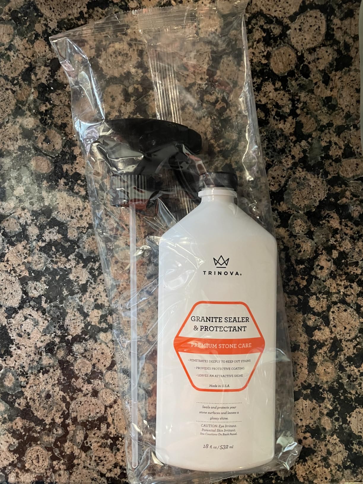 TriNova Granite Sealer & Protector – Best Stone Polish, Protectant & Care Product – Easy Maintenance for Clean Countertop Surface, Marble, Tile – No Streaks, Stains, Haze, or Spots - 18 fl oz Customer Review TriNova Granite Sealer & Protector – Best Stone Polish, Protectant & Care Product – Easy Maintenance for Clean Countertop Surface, Marble, Tile – No Streaks, Stains, Haze, or Spots - 18 fl oz - Customer Photo 1