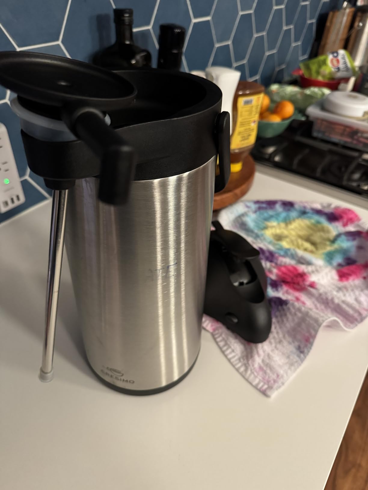 Cresimo Thermal Coffee Carafe 68oz / 2L - 12 Hours Hot Beverage Dispenser, Insulated Stainless Steel Carafe for Liquids - Customer Photo 2
