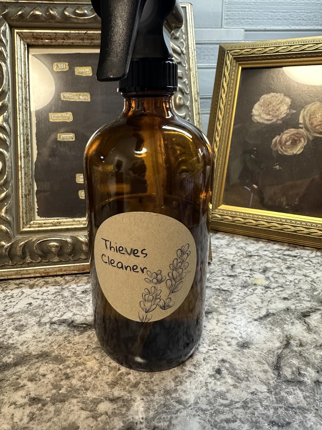 Sally's Organics Empty Amber Glass Spray Bottles - 2 Pack - Large 16oz Refillable Bottle for Essential Oils, Plants, Cleaning Solutions, Hair - Durable Nozzle - Fine Mist/Stream Setting - Customer Photo 1