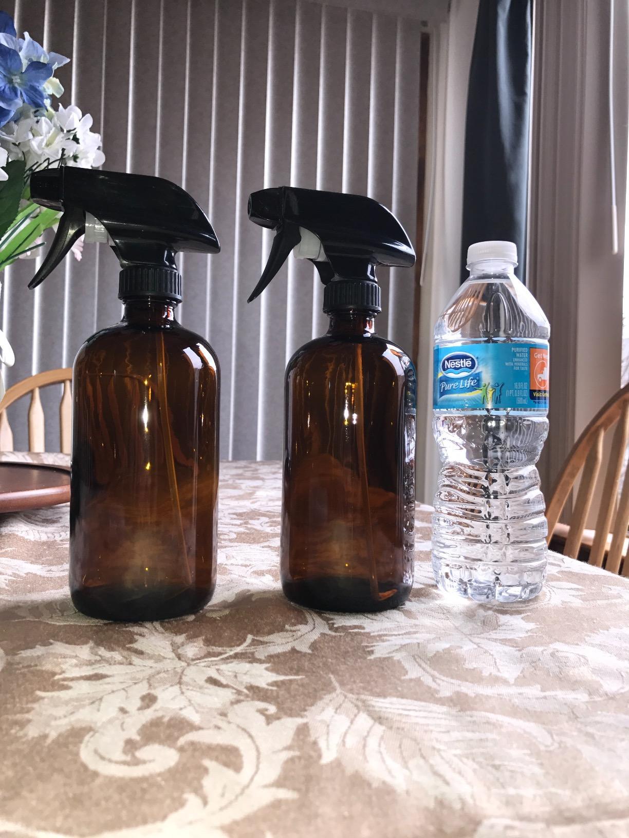 Sally's Organics Empty Amber Glass Spray Bottles - 2 Pack - Large 16oz Refillable Bottle for Essential Oils, Plants, Cleaning Solutions, Hair - Durable Nozzle - Fine Mist/Stream Setting - Customer Photo 2