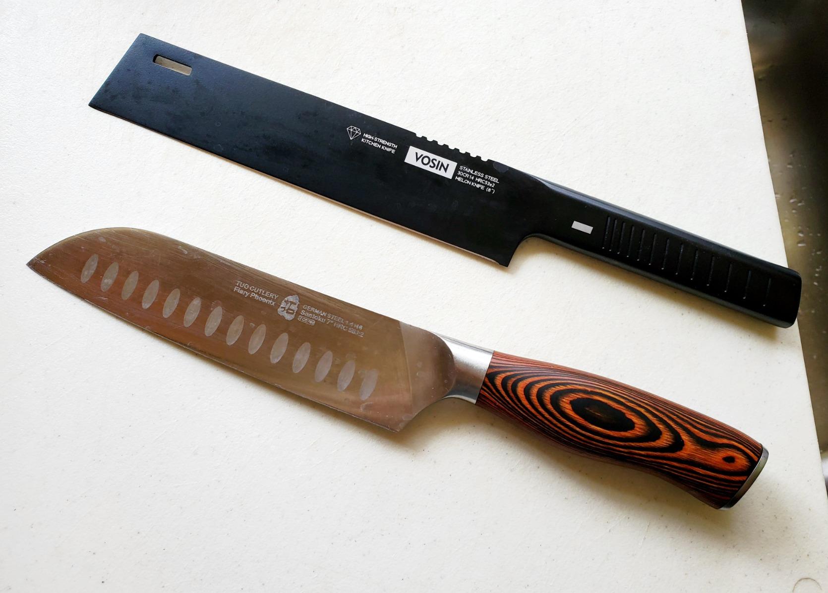 TUO Santoku Knife, 7 inch Japanese Chef Knife for Vegetable Chopping & Meat Dicing, High Carbon German Steel, Ergonomic Handle - Fiery Phoenix Series - Customer Photo 1