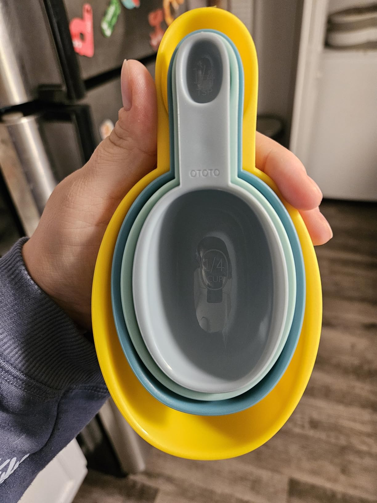 OTOTO Measuring Cups Set - Teaspoons for Dry & Liquid Ingredients, BPA-free & Dishwasher Safe, Funny Gifts, Baking Accessories, Unique Kitchen Gadgets (Mon Cherry) - Customer Photo 2