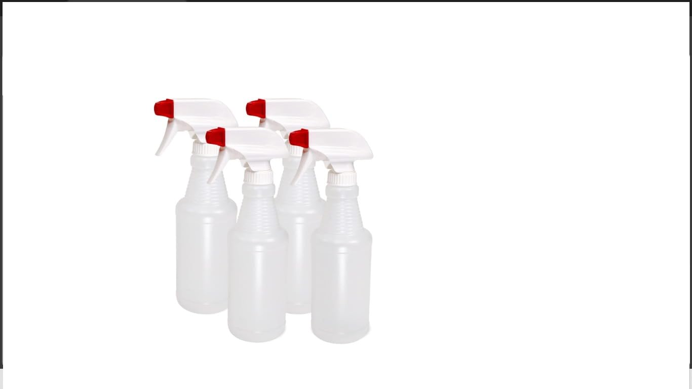 Pinnacle Mercantile Plastic Spray Bottles USA Made 4 Pack 16 oz Leak Proof Empty Refillable Mist/Stream for Cleaning Solutions, Plants, Hair, Bleach, Vinegar, Alcohol Safe - Customer Photo 1