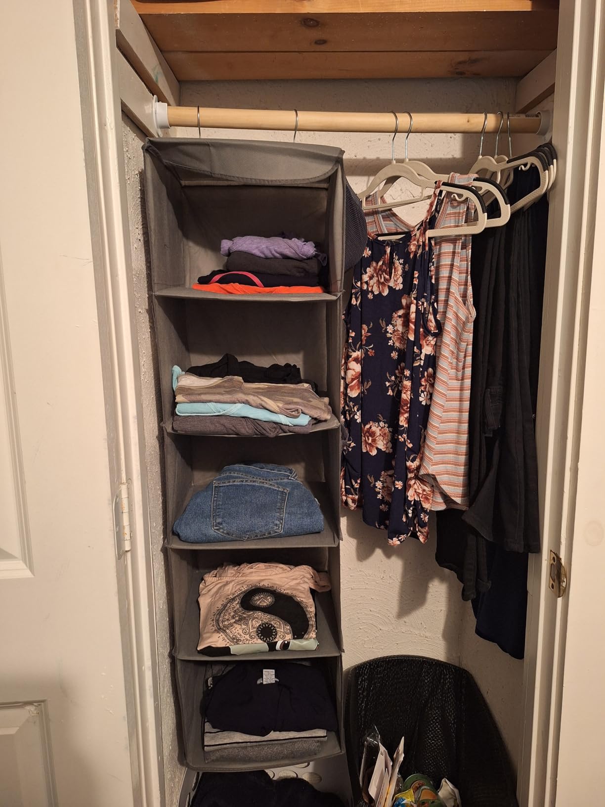 ZOBER Hanging Closet Organizer, 5-Shelf - Hanging Storage Organizer Shelves for Clothes, Towels, Toys - College Dorm Room, Nursery, & Home Closet - Customer Photo 2