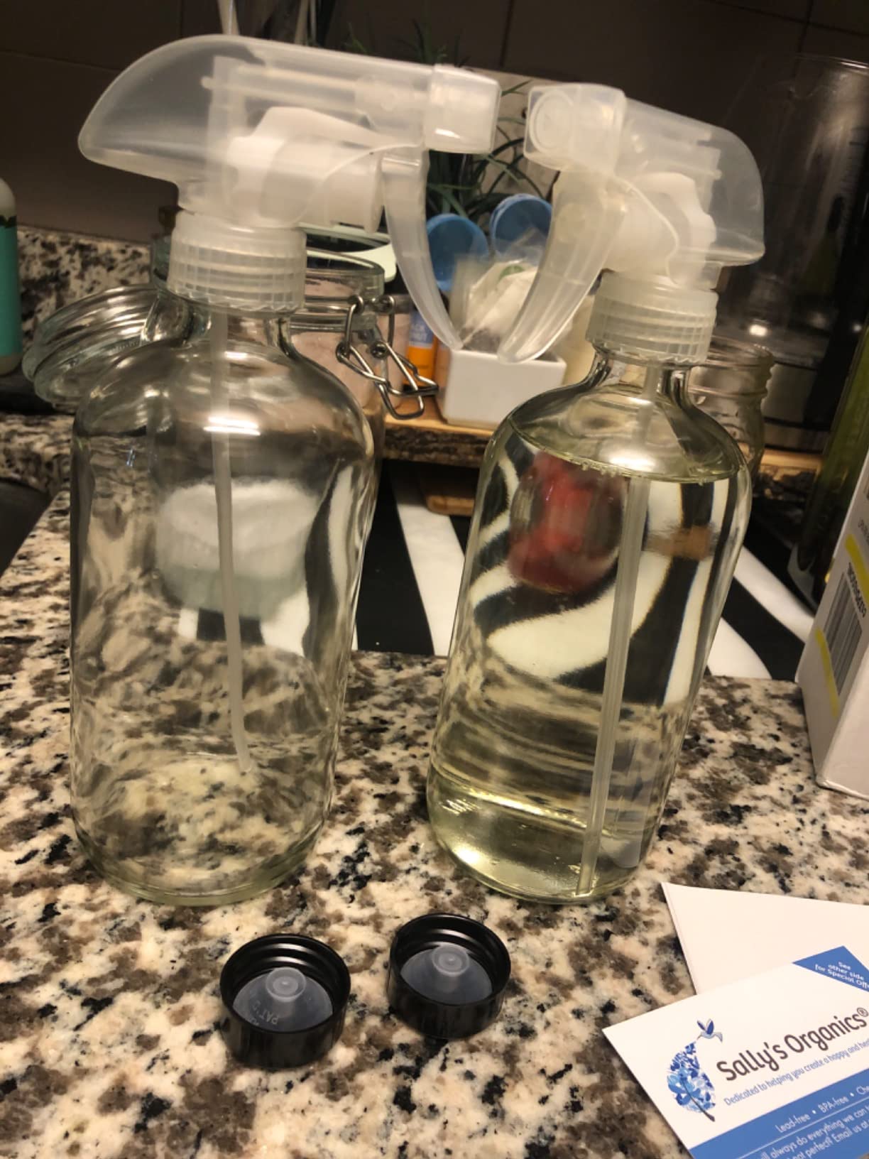 Sally's Organics Empty Clear Glass Spray Bottles - Refillable 16 oz Containers for Essential Oils, Cleaning Products, Aromatherapy, Misting Plants, or Cooking - Sprayer with Mist and Stream - 2 Pack - Customer Photo 2