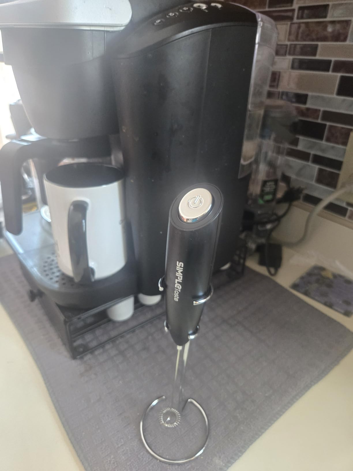 SIMPLETaste Milk Frother Handheld Battery Operated Electric Foam Maker, Drink Mixer with Stainless Steel Whisk and Stand for Cappuccino, Bulletproof Coffee, Latte - Customer Photo 2