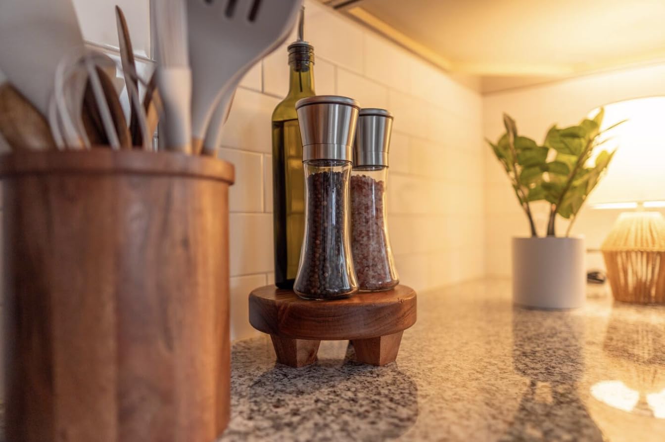 Home EC Premium Stainless Steel Sea Salt and Pepper Grinder Set of 2 - Adjustable Ceramic - Tall Glass Salt and Pepper Shakers - Kitchen Spice Mill W/Funnel & EBook - Customer Photo 2