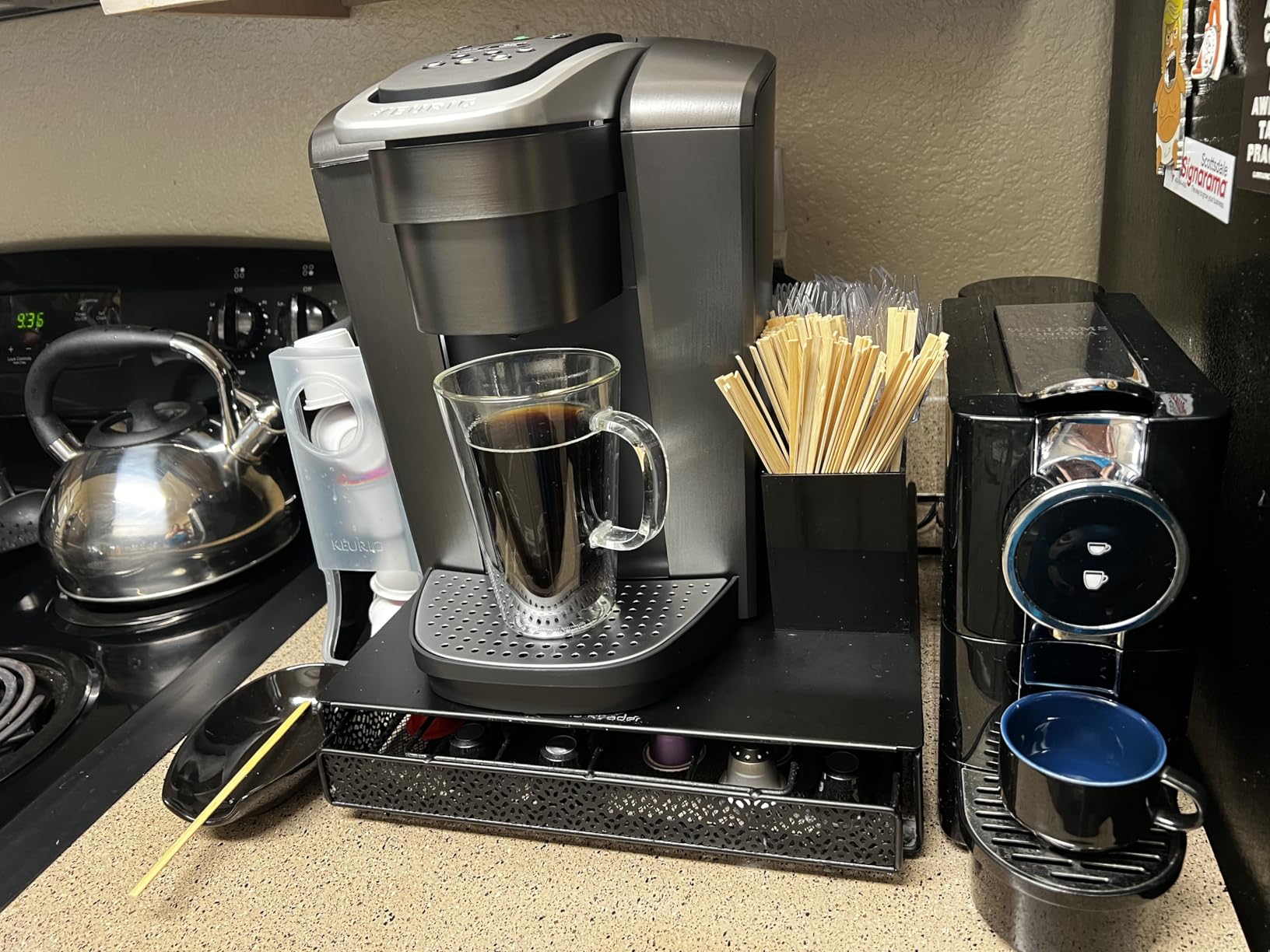 Keurig K-Elite Single Serve K-Cup Pod Coffee Maker, with Strength and Temperature Control, Iced Coffee Capability, 8 to 12oz Brew Size, Programmable, Brushed Silver Customer Review Keurig K-Elite Single Serve K-Cup Pod Coffee Maker, with Strength and Temperature Control, Iced Coffee Capability, 8 to 12oz Brew Size, Programmable, Brushed Silver - Customer Photo 1
