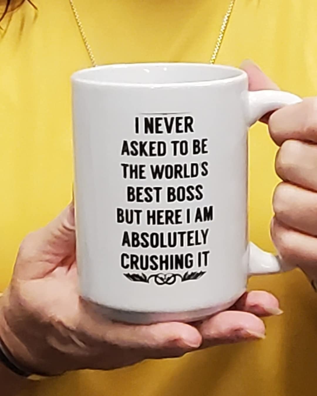 BLUE RIBBON I NEVER ASKED TO BE THE WORLDS BEST BOSS Coffee Mug - Gifts for Men, Women- 11 oz Present Idea - Customer Photo 1