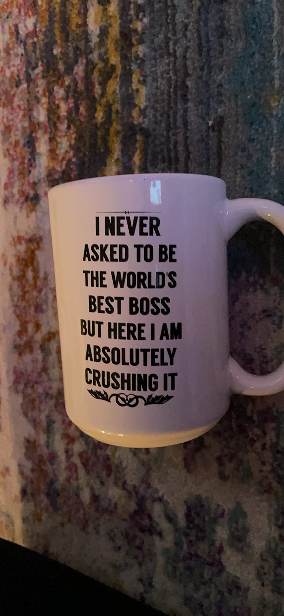 BLUE RIBBON I NEVER ASKED TO BE THE WORLDS BEST BOSS Coffee Mug - Gifts for Men, Women- 11 oz Present Idea - Customer Photo 2