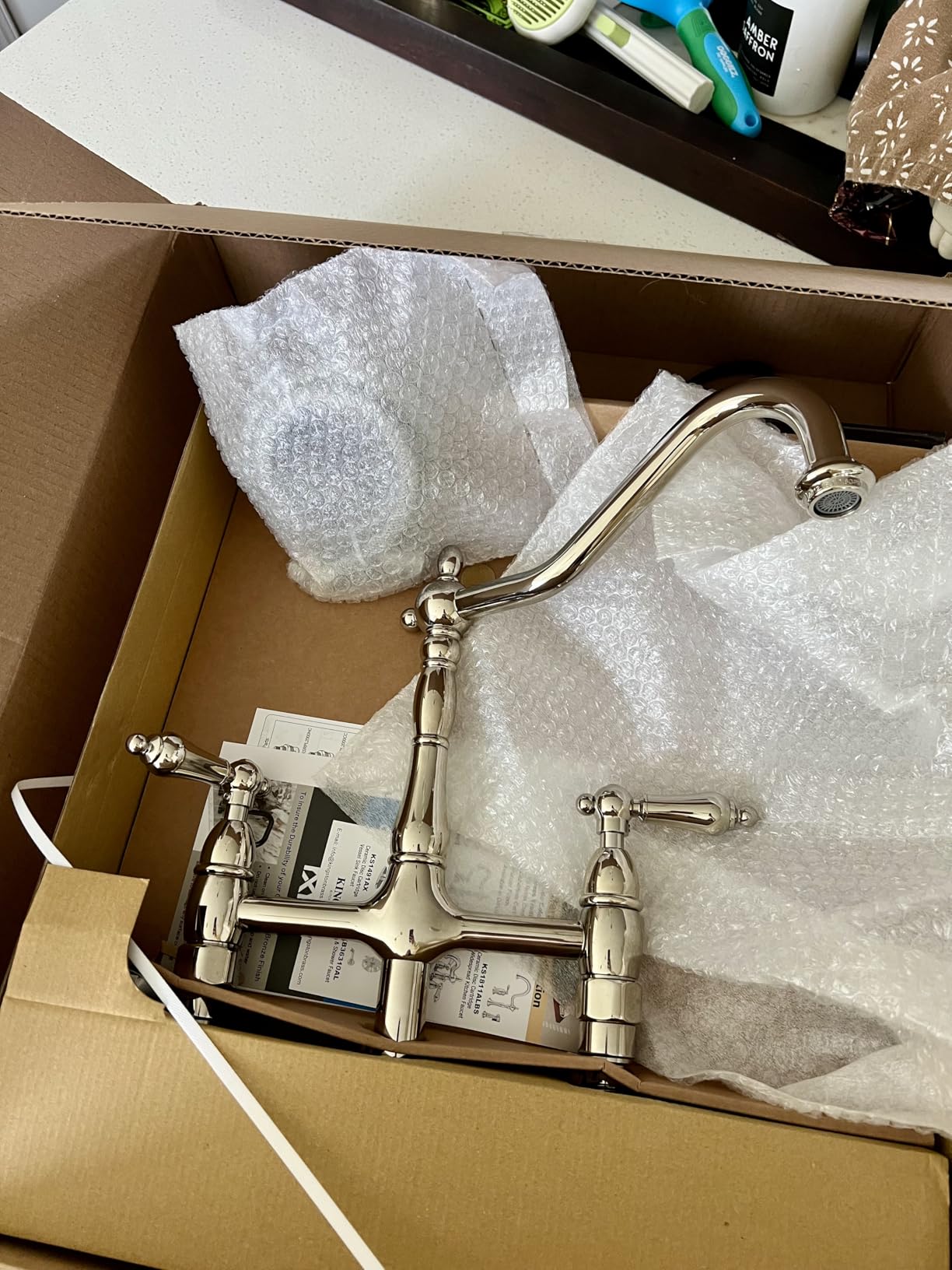 Kingston Brass KS1270ALBS Heritage Bridge Kitchen Faucet, 8-9/16