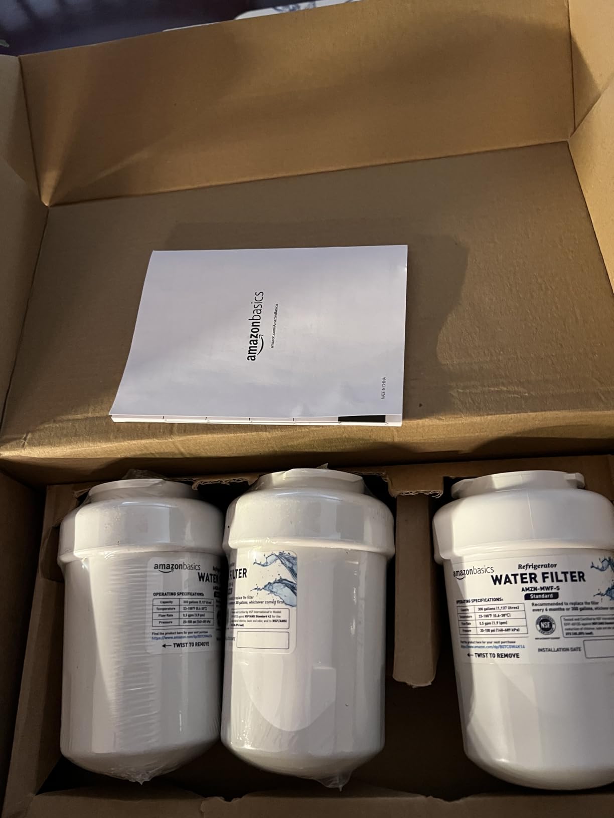Amazon Basics Replacement Water Filter Cartridge Compatible with GE MWF Refrigerator, Pack of 2, Premium Filtration - Customer Photo 1