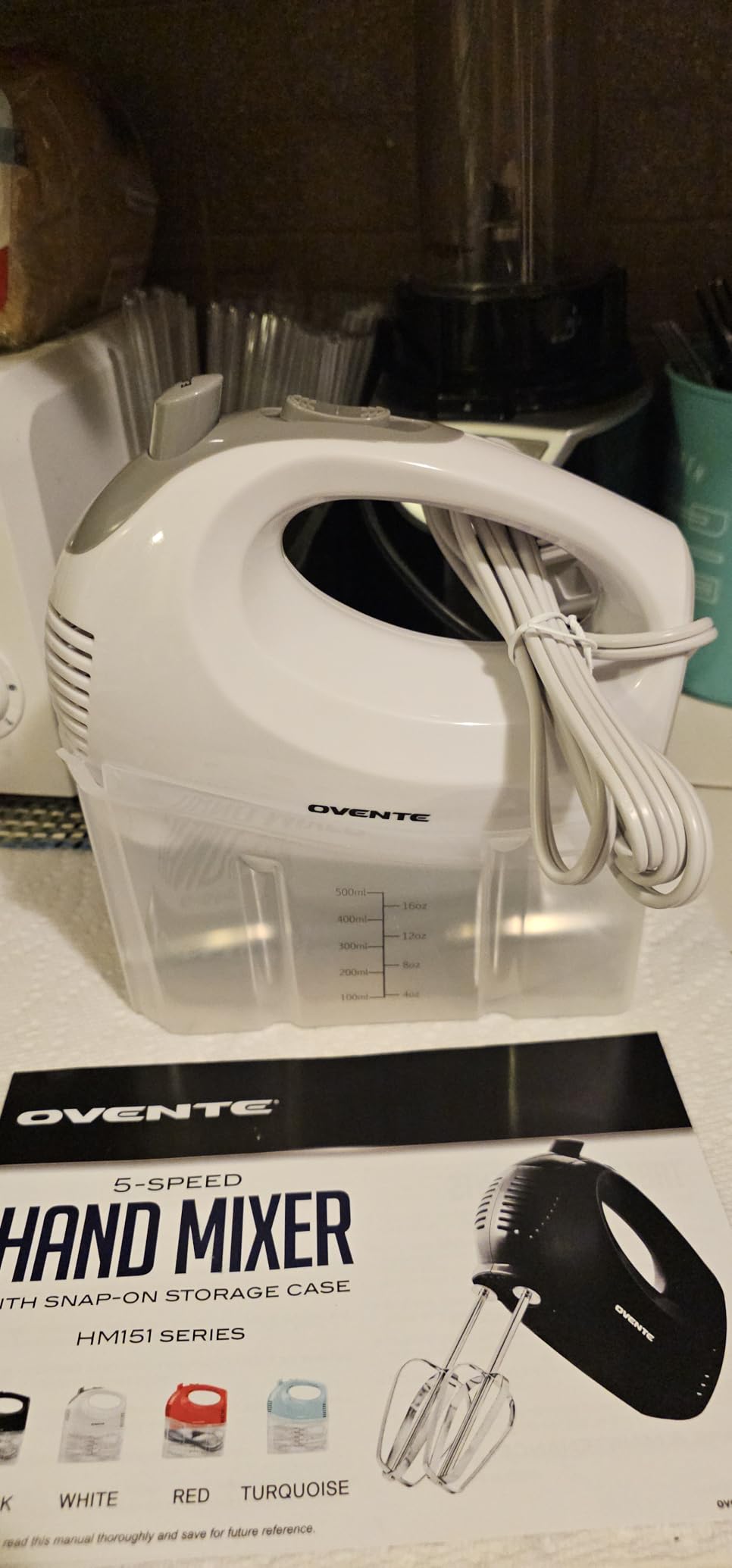 OVENTE 5-Speed Corded Electric Hand Mixer with Stainless Steel Whisks, Compact Portable Design with Snap-On Storage Case,150W Lightweight Handheld Mixer for Baking & Cooking, Black HM151B - Customer Photo 5