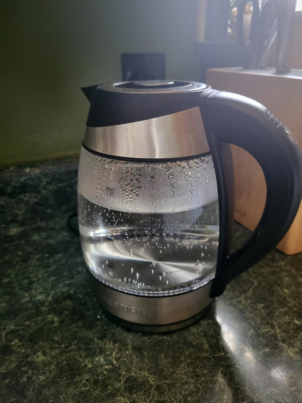 Chefman Electric Kettle with Temperature Control, 5 Presets LED Indicator Lights, Removable Tea Infuser, Glass Tea Kettle & Hot Water Boiler, 360 Swivel Base, BPA Free, Stainless Steel, 1.8 Liters - Customer Photo 1