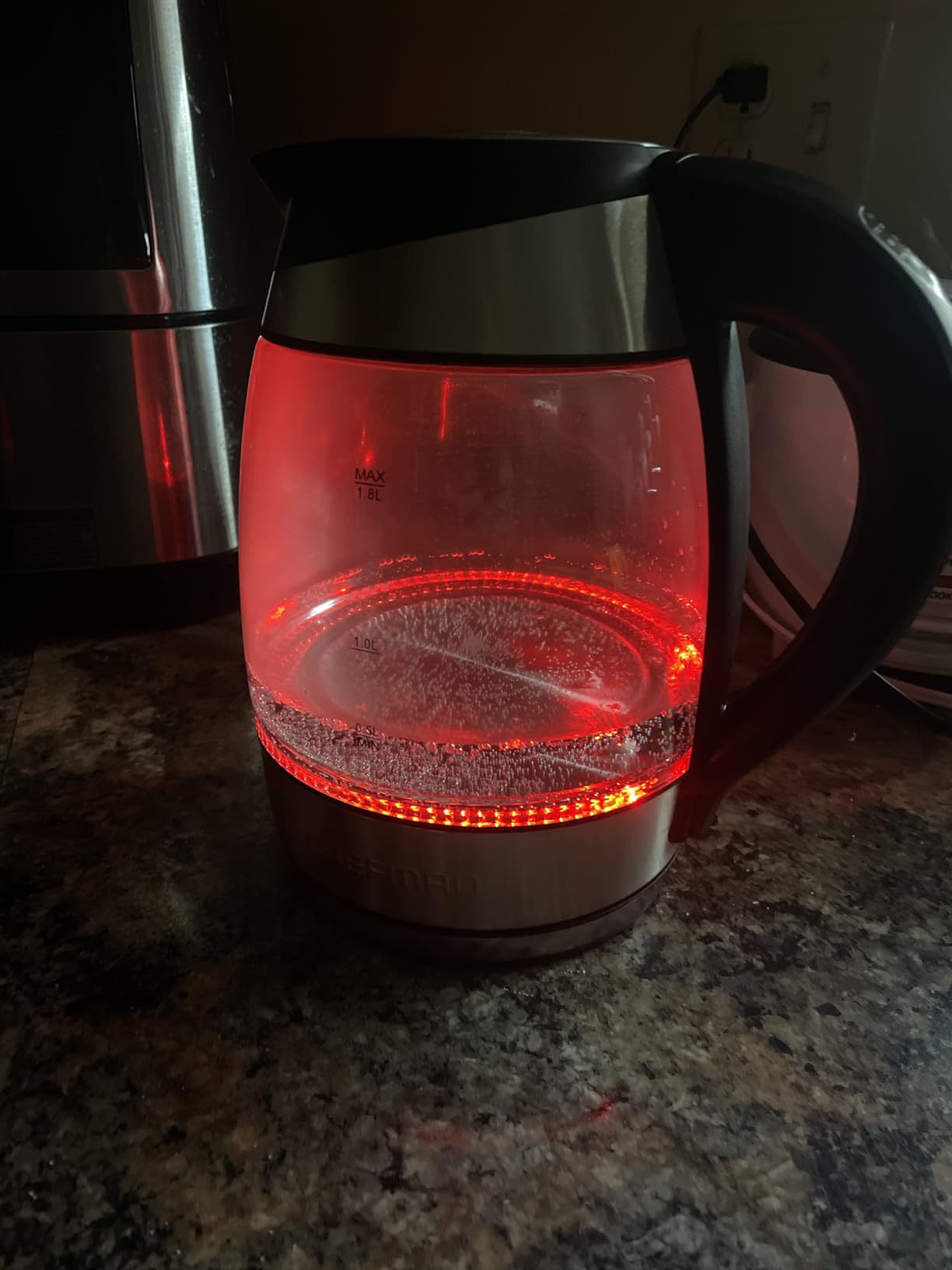 Chefman Electric Kettle with Temperature Control, 5 Presets LED Indicator Lights, Removable Tea Infuser, Glass Tea Kettle & Hot Water Boiler, 360° Swivel Base, BPA Free, Stainless Steel, 1.8 Liters Customer Review Chefman Electric Kettle with Temperature Control, 5 Presets LED Indicator Lights, Removable Tea Infuser, Glass Tea Kettle & Hot Water Boiler, 360° Swivel Base, BPA Free, Stainless Steel, 1.8 Liters - Customer Photo 5