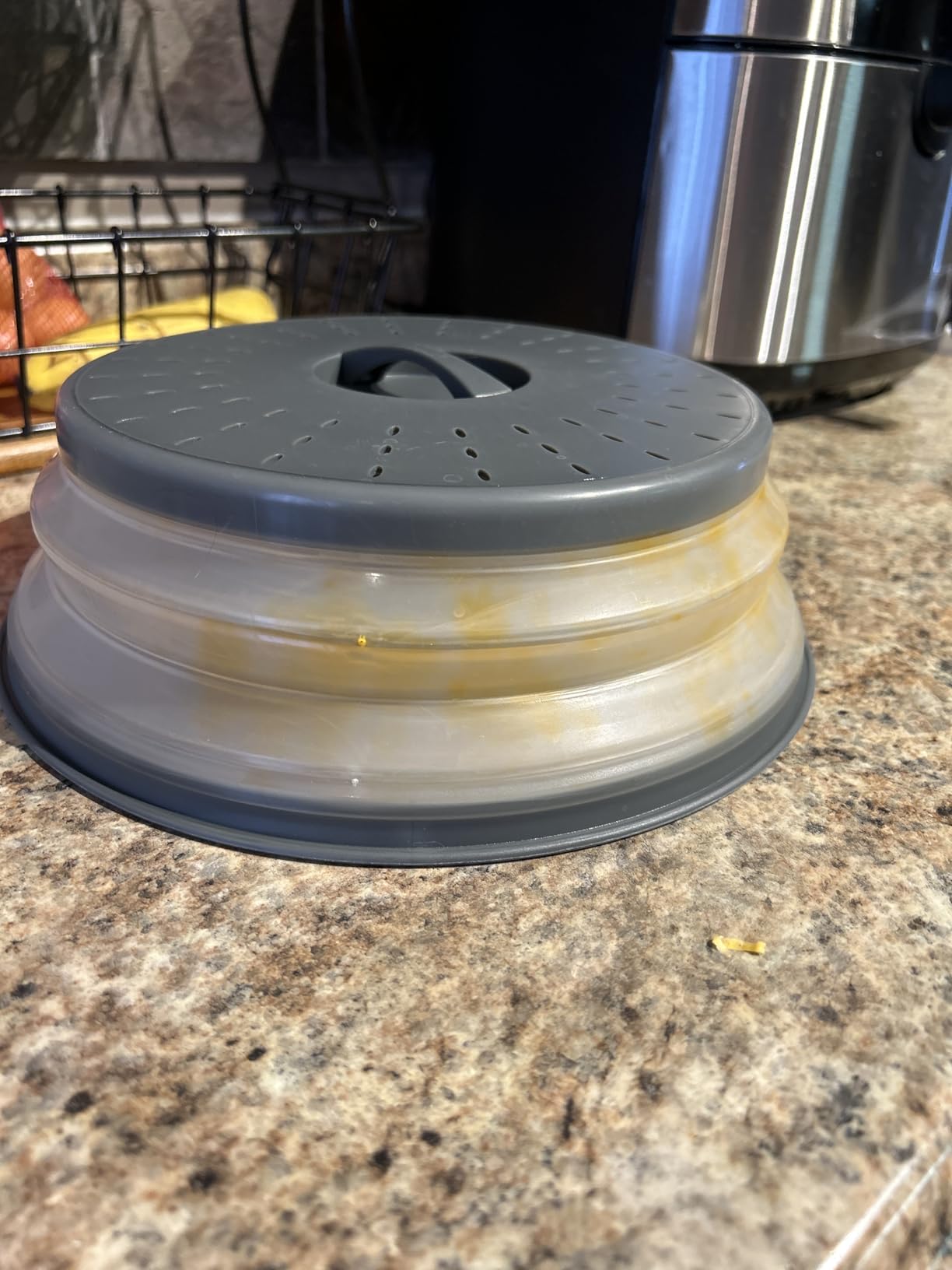 Tovolo Microwave Splatter Cover for Food, Medium (Charcoal) - Collapsible & Vented Silicone Splatter Guard Lid - Microwave Plate & Dish Cover with Handle - BPA-Free Kitchen Gadget for Meal Prep - Customer Photo 3