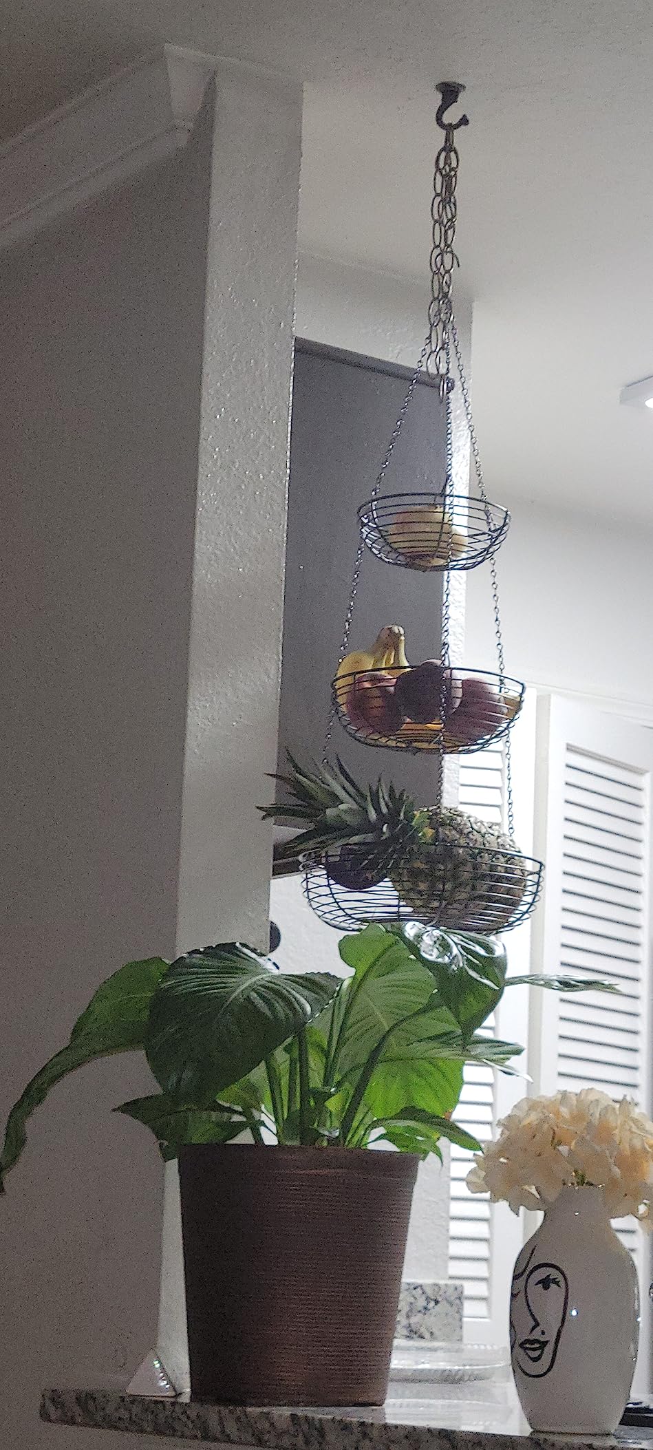 CAXXA 3-Tier Hanging Basket Fruit Organizer Kitchen Heavy Duty Wire Organizer with 2 Free Bonus Metal Ceiling Hooks, Black Customer Review CAXXA 3-Tier Hanging Basket Fruit Organizer Kitchen Heavy Duty Wire Organizer with 2 Free Bonus Metal Ceiling Hooks, Black - Customer Photo 1