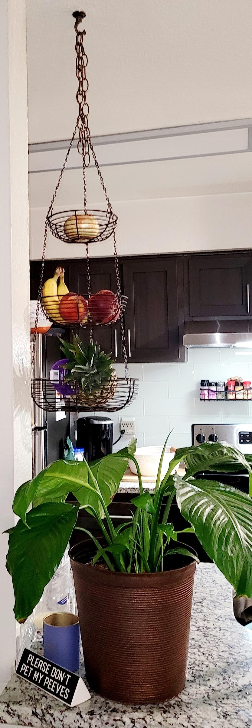 CAXXA 3-Tier Hanging Basket Fruit Organizer Kitchen Heavy Duty Wire Organizer with 2 Free Bonus Metal Ceiling Hooks, Black Customer Review CAXXA 3-Tier Hanging Basket Fruit Organizer Kitchen Heavy Duty Wire Organizer with 2 Free Bonus Metal Ceiling Hooks, Black - Customer Photo 2
