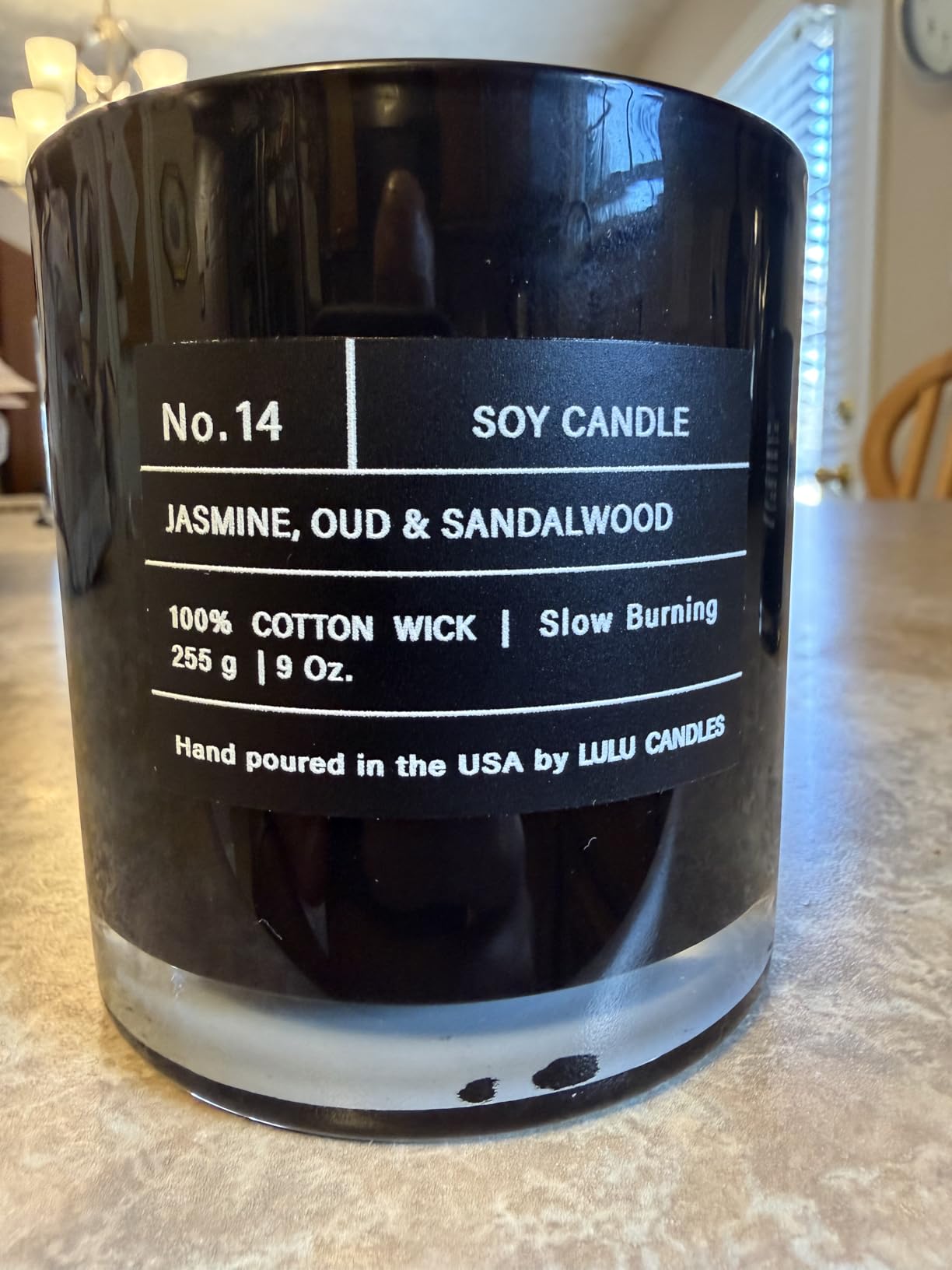 Lulu Candles | Jasmine, Oud & Sandalwood | Luxury Scented Soy Jar Candle | Hand Poured in The USA | Highly Scented & Long Lasting (9 Oz.) Customer Review Lulu Candles | Jasmine, Oud & Sandalwood | Luxury Scented Soy Jar Candle | Hand Poured in The USA | Highly Scented & Long Lasting (9 Oz.) - Customer Photo 1