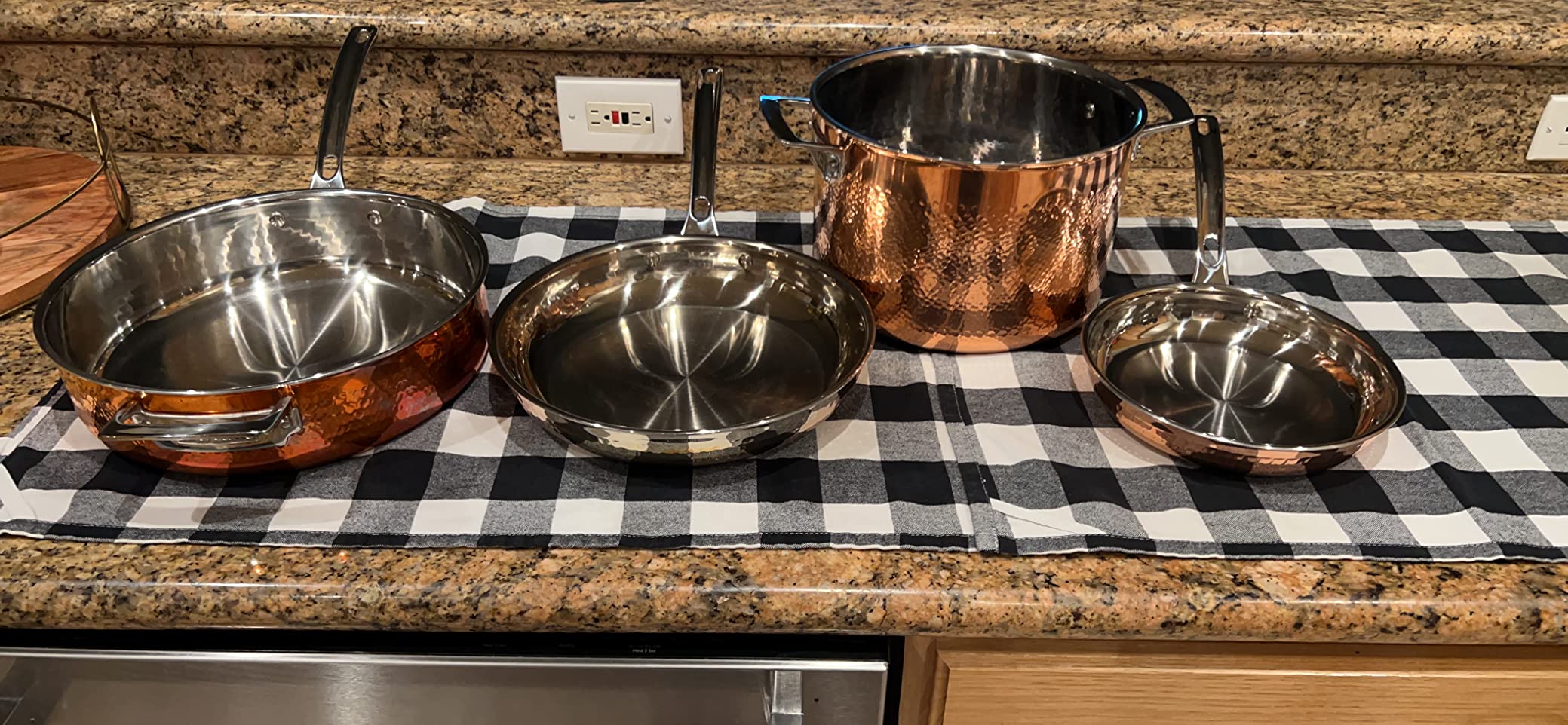 Viking 3-Ply Pots and Pans Set, 10 Piece Copper Kitchen Cookware with Glass Lids, Hammered Copper - Customer Photo 2
