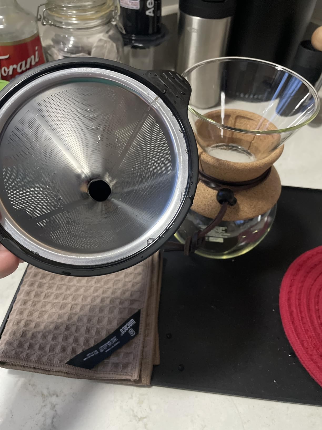 Bodum 34oz Pour Over Coffee Maker, High-Heat Borosilicate Glass with Reusable Stainless Steel Filter and Cork Grip - Made in Portugal - Customer Photo 2