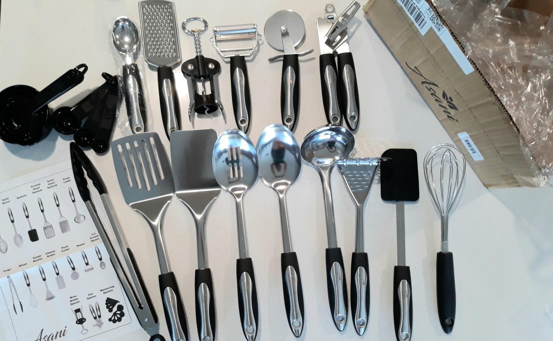 Asani 25-Piece Stainless Steel Kitchen Utensil Set | Non-Stick Cooking Gadgets and Tools Kit | Durable Dishwasher-Safe Cookware Set | Kitchenware Gift Idea, Best New Apartment Essentials - Customer Photo 1