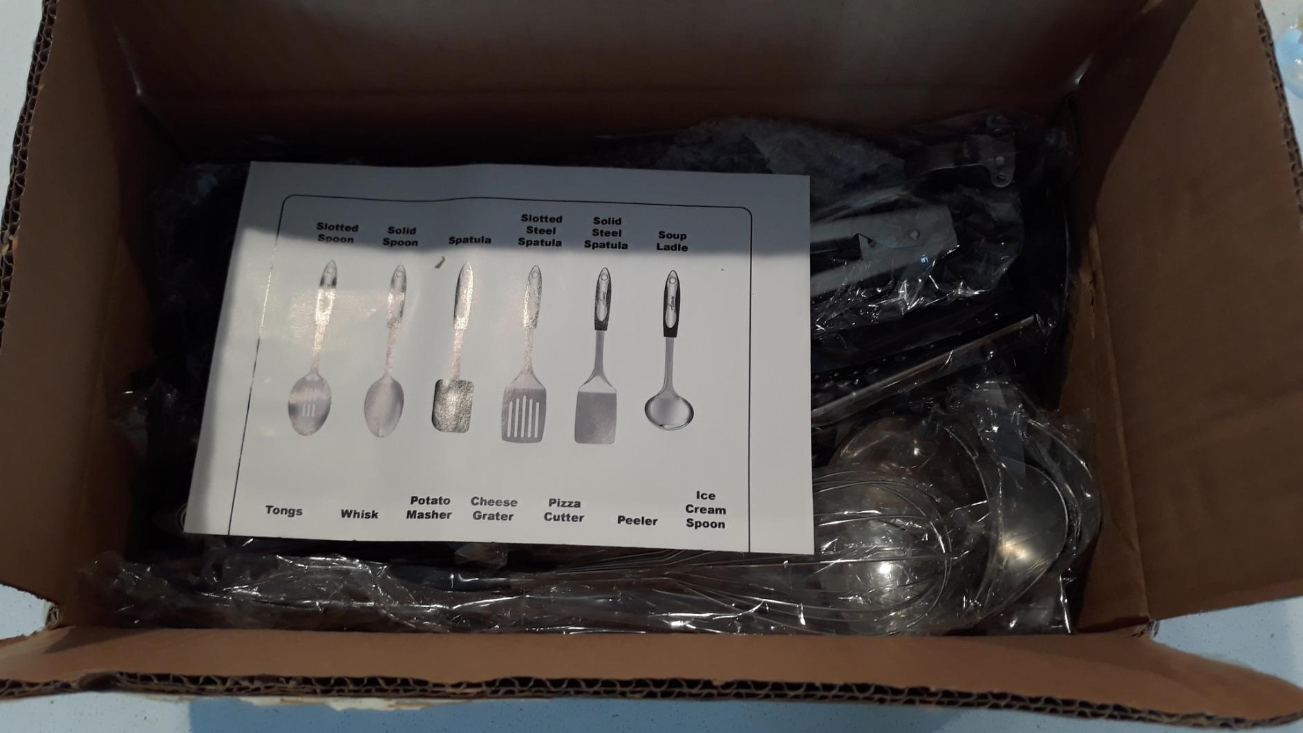 Asani 25-Piece Stainless Steel Kitchen Utensil Set | Non-Stick Cooking Gadgets and Tools Kit | Durable Dishwasher-Safe Cookware Set | Kitchenware Gift Idea, Best New Apartment Essentials - Customer Photo 2