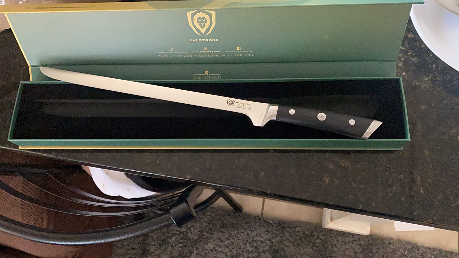 Dalstrong Spanish Style Meat & Ham Slicer - 12 inch - Gladiator Series Elite - German High Carbon Steel - w/Sheath - NSF Certified Customer Review Dalstrong Spanish Style Meat & Ham Slicer - 12 inch - Gladiator Series Elite - German High Carbon Steel - w/Sheath - NSF Certified - Customer Photo 3