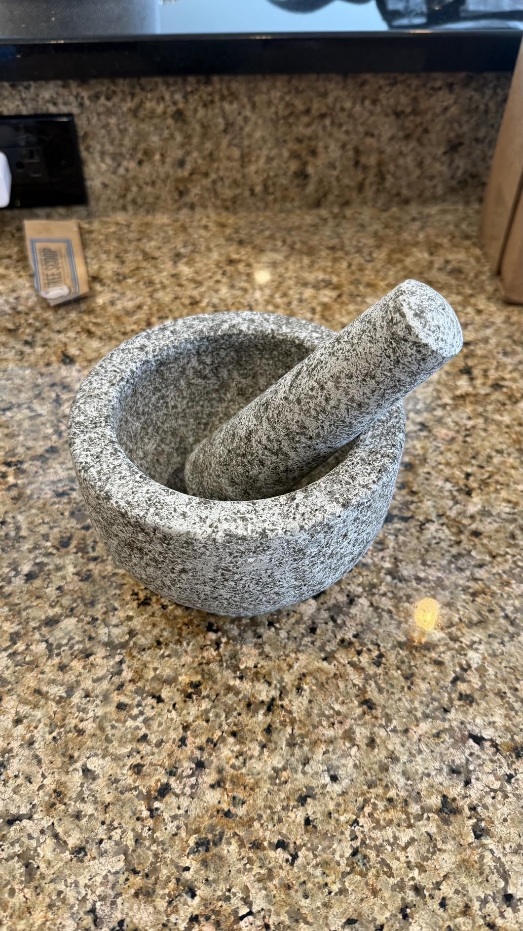 GORILLA GRIP Heavy Duty Mortar and Pestle Set with Slip Resistant Base, 100% Granite Stone Molcajete Guacamole Bowl, Grind Seeds, Garlic, Herb, Kitchen Muddler, Essentials for Chefs, 1.5 Cup Gray Customer Review GORILLA GRIP Heavy Duty Mortar and Pestle Set with Slip Resistant Base, 100% Granite Stone Molcajete Guacamole Bowl, Grind Seeds, Garlic, Herb, Kitchen Muddler, Essentials for Chefs, 1.5 Cup Gray - Customer Photo 1
